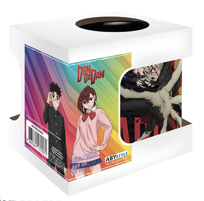 ABYstyle Taza Dan Da Dan Momo y Okarun 460 mL Cerámica Resistente Apta Microondas Lavavajillas Licencia Manga