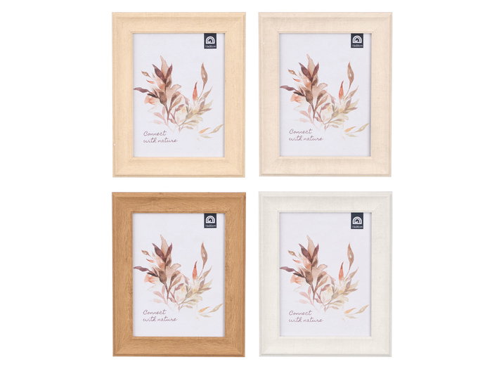 Giftdecor Portafotos Curva para Foto 15x20 cm, Surtido de Colores (Azul, Beige, Blanco, Marrón) - Marco de Plástico PS, Madera MDF y Vidrio (Set de 24)