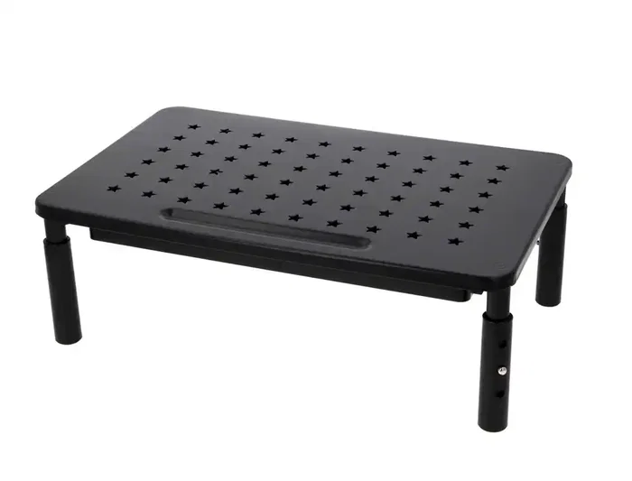 Q-Connect Soporte Metálico para Monitor Regulable en Altura con Bandeja de Organización, 370 x 235 x 145 mm, Color Gris