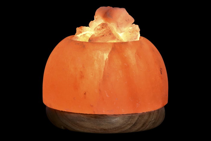 DKD Home Decor Lámpara de Sal del Himalaya Huevo, Estilo Árabe, 16x18x16 cm, Naranja, con Bombilla E14, Natural