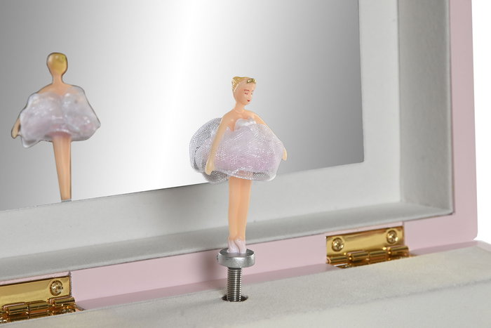 DKD Home Decor Joyero Romantico Rosa Madera Espejo Musical 21x15x10 cm