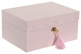 DKD Home Decor Joyero Romantico Rosa Madera Espejo Musical 21x15x10 cm