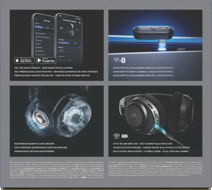 SteelSeries Arctis Nova 3P Auriculares Inalámbricos Negro