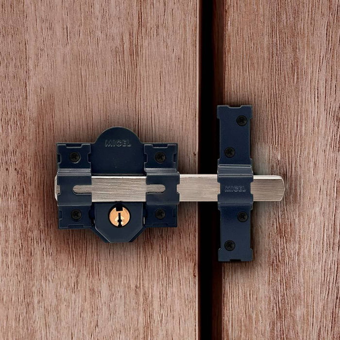 Micel Cerrojo de Sobreponer CRR13, 86L/50 mm, para Puerta, Acero, Reversible, con 3 Llaves de Serreta, Acabado Pintado en Color Gris