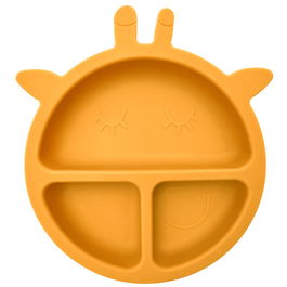 Tom et Zoe Plato Silicona Jirafa Amarilla con 3 Compartimentos para Bebé Ø 20 cm