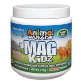 NATURES PLUS Animal Parade Mag Kidz Polvo Sabor Frambuesa y Cereza con Magnesio para Niños, 171 Gr