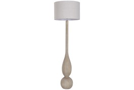 DKD Home Decor Lámpara de Pie Mango y Lino Natural/Beige