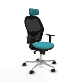 PIQUERAS Y CRESPO Silla de oficina Jorquera con mecanismo Sincro, Turquesa y Negro