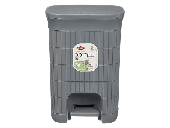 Stefanplast Papelera Domus Gr 20L Gris Azulado con Apertura de Pedal y Cubo Extraíble, 27 x 38 x 31 cm (Set de 6)