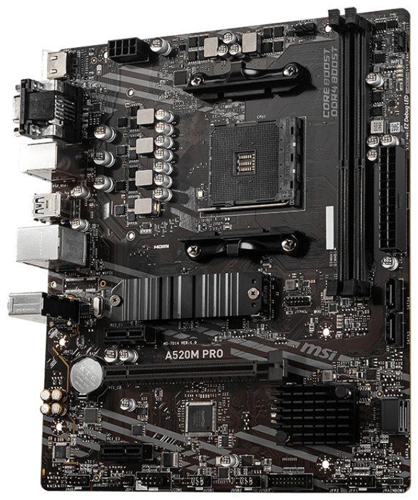 MSI Placa Base A520M PRO AMD A520 Socket AM4 Micro ATX DDR4 para AMD Ryzen 3000 Series