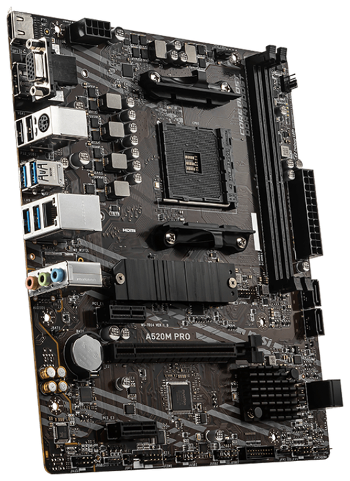 MSI Placa Base A520M PRO AMD A520 Socket AM4 Micro ATX DDR4 para AMD Ryzen 3000 Series