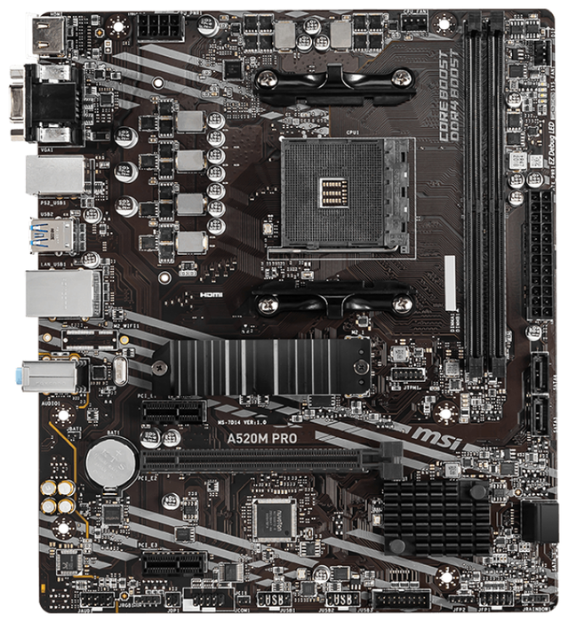 MSI Placa Base A520M PRO AMD A520 Socket AM4 Micro ATX DDR4 para AMD Ryzen 3000 Series