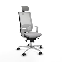 PIQUERAS Y CRESPO Silla de oficina Horna con mecanismo Sincro, Gris claro y Blanco