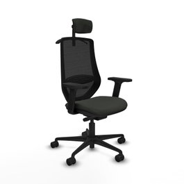 PIQUERAS Y CRESPO Silla Mardos con Mecanismo Sincro/Traslack, Brazos 2D y Cabecero 2D, Negro
