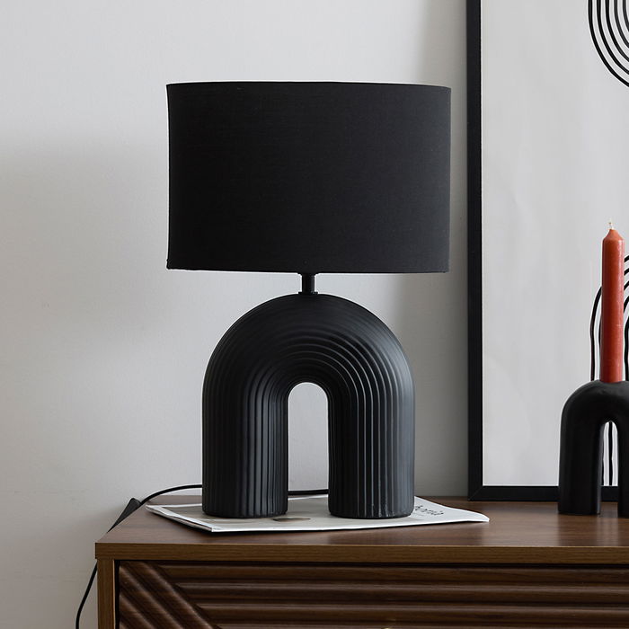 Home Deco Factory Lámpara Archi Cerámica Negra Colección Lounge