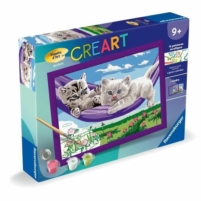 Ravensburger CreArt Kids Kit de pintura por números Gatitos en la hamaca (18 x 24 cm) inevitable Ravensburger CreArt Kids Kit de pintura por números Gatitos en la hamaca (18 x 24 cm) inevitable