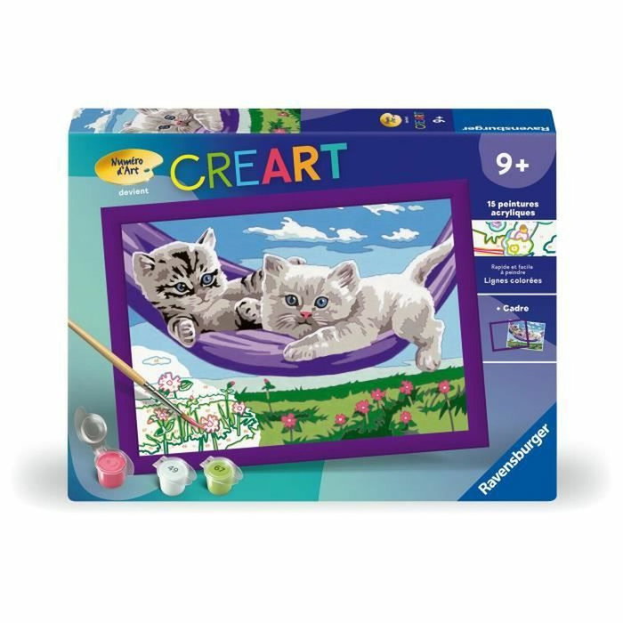Ravensburger CreArt Kids Kit de pintura por números Gatitos en la hamaca (18 x 24 cm) inevitable Ravensburger CreArt Kids Kit de pintura por números Gatitos en la hamaca (18 x 24 cm) inevitable