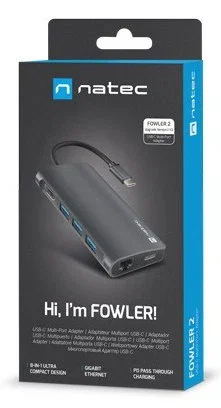 NATEC NMP-2162 Base para portátil y replicador de puertos 8 en 1 USB-C Gris