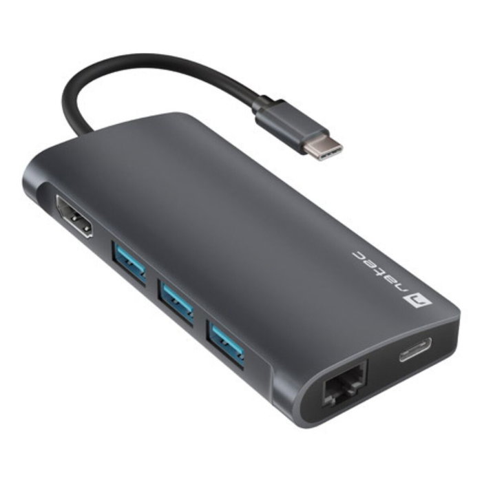 Natec NMP-2162 Hub USB-C 8 en 1 con HDMI 4K y USB 3.2 Gen 1 Gris