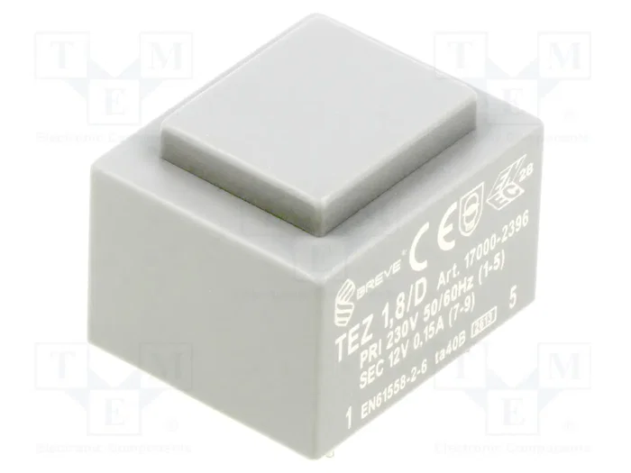 BREVE TUFVASSONS TEZ Transformador cerrado de 1,8VA 230V AC a 12V 150mA para PCB BREVE TUFVASSONS TEZ Transformador cerrado de 1,8VA 230V AC a 12V 150mA para PCB
