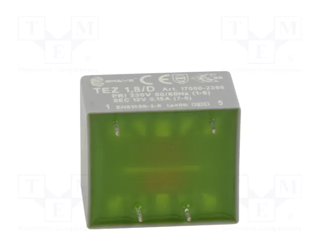 BREVE TUFVASSONS TEZ Transformador cerrado de 1,8VA 230V AC a 12V 150mA para PCB BREVE TUFVASSONS TEZ Transformador cerrado de 1,8VA 230V AC a 12V 150mA para PCB