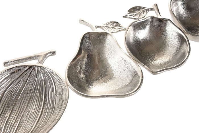 DKD Home Decor Bandeja Vaciabolsillos Shabby Plateado Aluminio 10 x 4 x 16 cm (4 Unidades)