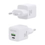 Aisens Cargador GaN 20W Blanco con USB-C PD3.0 y USB-A QC3.0