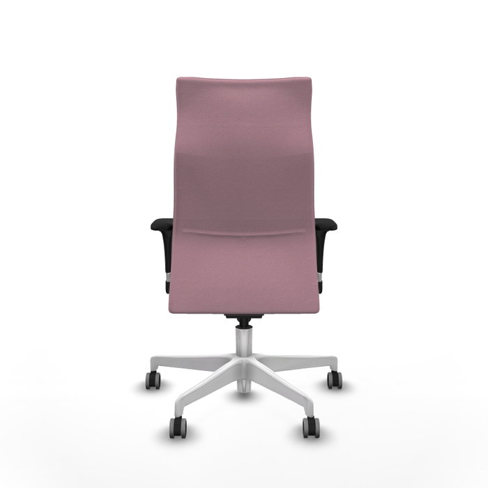 PIQUERAS Y CRESPO Sillón Albacete con Mecanismo Sincro, Tela Rosa y Base Blanca