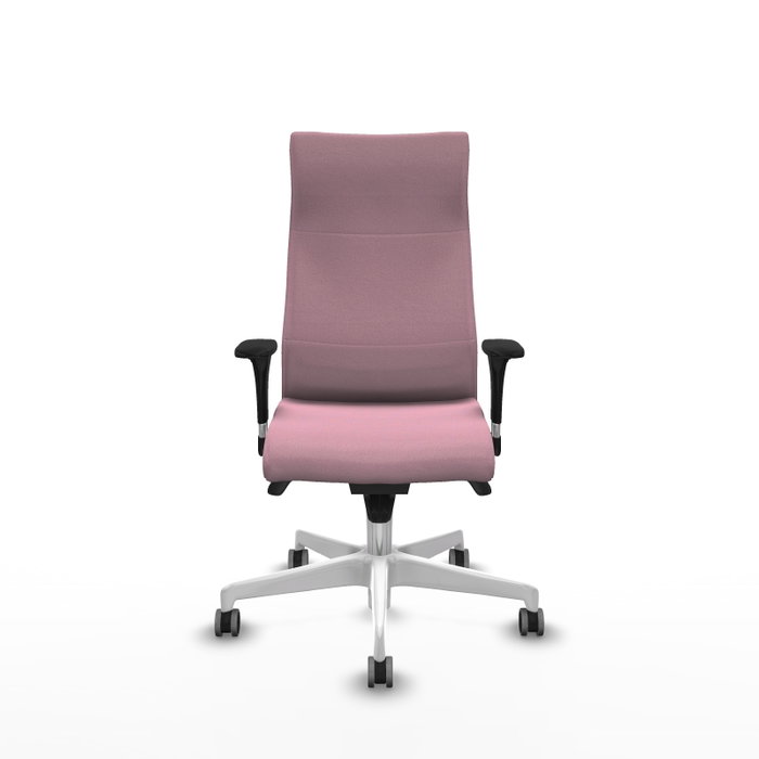 PIQUERAS Y CRESPO Sillón Albacete con Mecanismo Sincro, Tela Rosa y Base Blanca