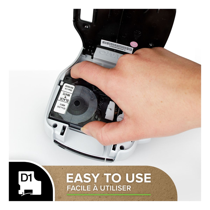 Dymo Cinta D1 12mm x 5,5m Negro sobre Blanco Poliéster Permanente