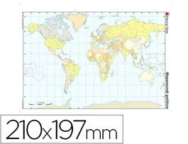 Teide Mapa Mudo Color Din A4 Planisferio Político 210 x 297 mm