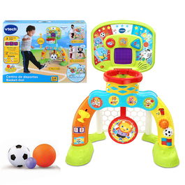 V-Tech Centro De Deportes Basket-Gol 80-533522 | Fútbol, Baloncesto y Diana para Niños con Marcador Electrónico