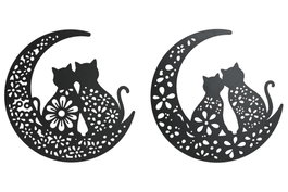 DKD Home Decor Decoración de Pared de Metal Gatos Luna Surtido de 2