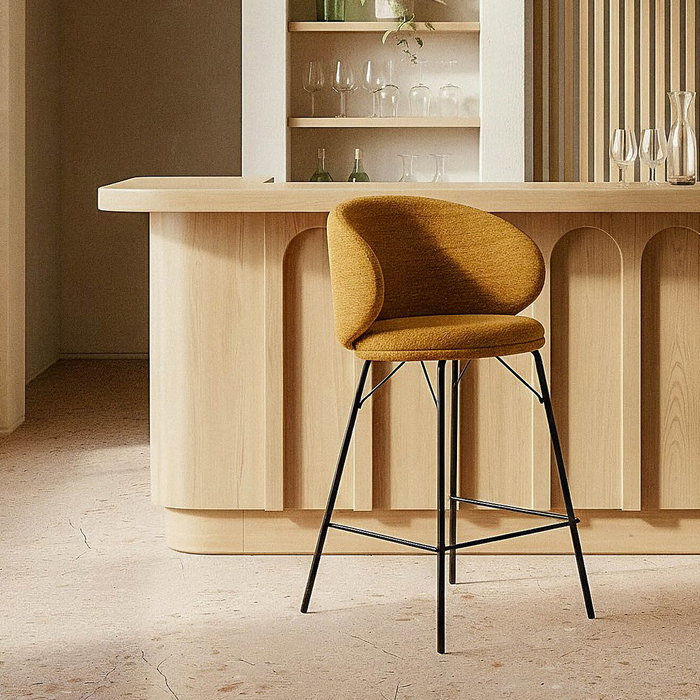 Taburete Mostaza Tejido-Metal Salón 46,50 X 46,50 X 90 cm (Set de 2) Taburete Mostaza Tejido-Metal Salón 46,50 X 46,50 X 90 cm (Set de 2)