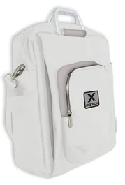 Approx appNBST15WG Mochila Bandolera para Portátil 15.6" (39,6 cm) con Multi-Compartimentos, Tirante Ajustable y Asas Metálicas, Color Blanco/Gris, Nylon Resistente