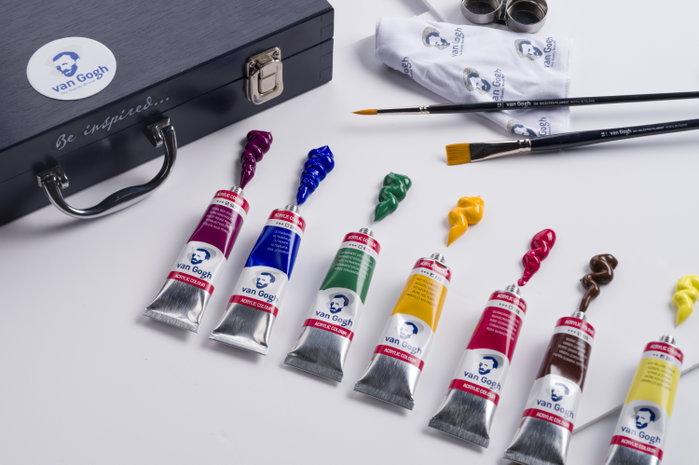 Van Gogh Caja XL para principiantes con pinturas acrílicas y accesorios