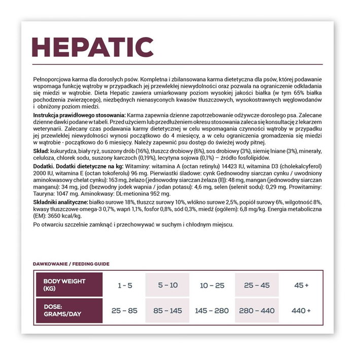 VET EXPERT VET Hepatic Dog 12 kg