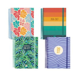 Finocam Agenda Escolar Diva Espiral 2026-27 Pack de 8 Surtido Tapa Extra Dura 4º 155x212 mm