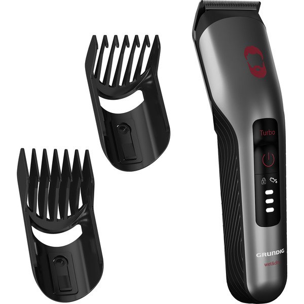 GRUNDIG - Cortapelos y Maquinilla de Barbero Recargable, Wet&Dry, Función Turbo, Luz LED, Con Peines y Accesorios