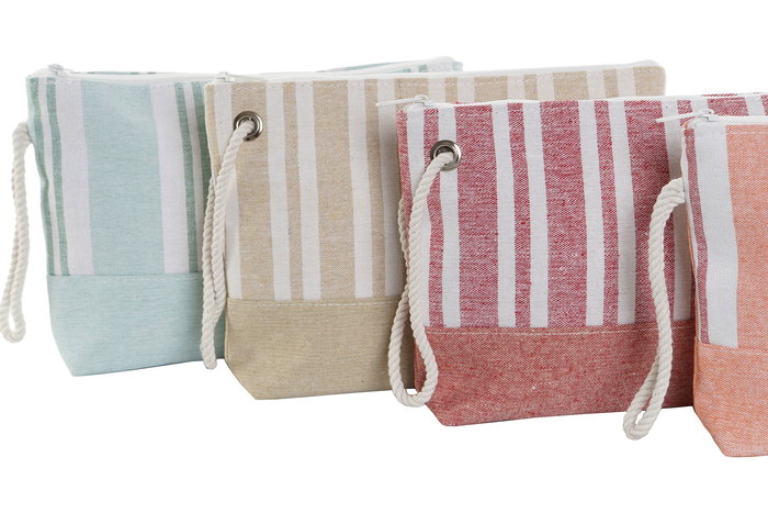 DKD Home Decor Neceser Mediterraneo Coral Verde Menta Poliester 5 x 22.5 x 28.5 cm (12 Unidades)