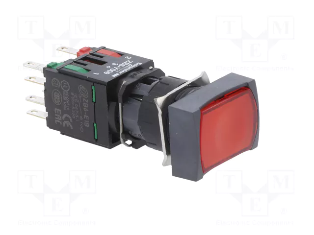 SCHNEIDER ELECTRIC Interruptor de presión Harmony XB6 16mm rojo con LED