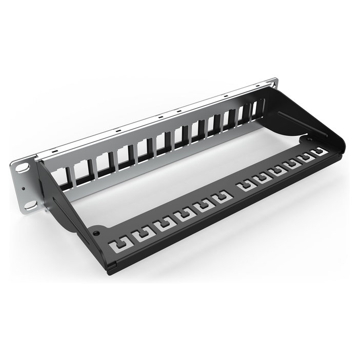 Digitus Patchpanel 1HE 12-Port Modular, 12 Puertos, Montaje en Bastidor, 1U, Negro