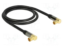 DeLOCK 88781 Cable coaxial RG-6/U con conectores IEC angulados, 1 m, Negro