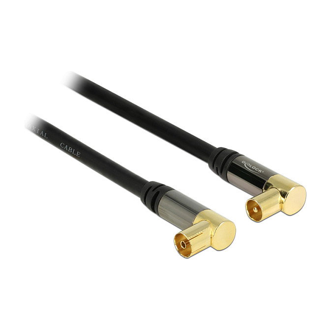 DeLOCK 88781 Cable coaxial RG-6/U con conectores IEC angulados, 1 m, Negro DeLOCK 88781 Cable coaxial RG-6/U con conectores IEC angulados, 1 m, Negro