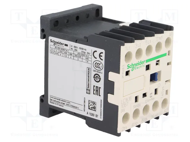 SCHNEIDER ELECTRIC Contactor TeSys K LC1K1610B7 3-polar 16A 24VAC