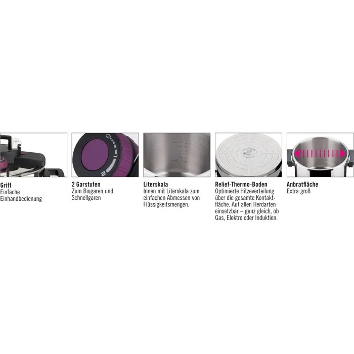 GSW GSW4005643822091 Olla a Presión para Inducción Easy Click, 6 Litros, Ø 22 cm, Acero Inoxidable 18/10 GSW GSW4005643822091 Olla a Presión para Inducción Easy Click, 6 Litros, Ø 22 cm, Acero Inoxidable 18/10