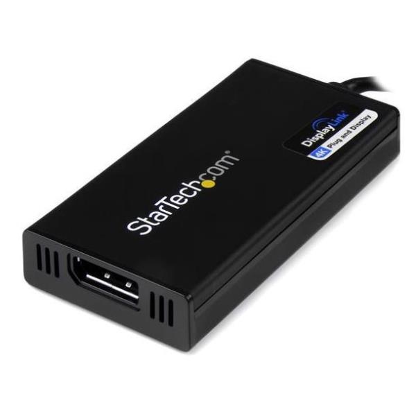 Startech Adaptador USB 3.0 a DisplayPort, conector macho USB tipo A a hembra DisplayPort, plug & play, negro