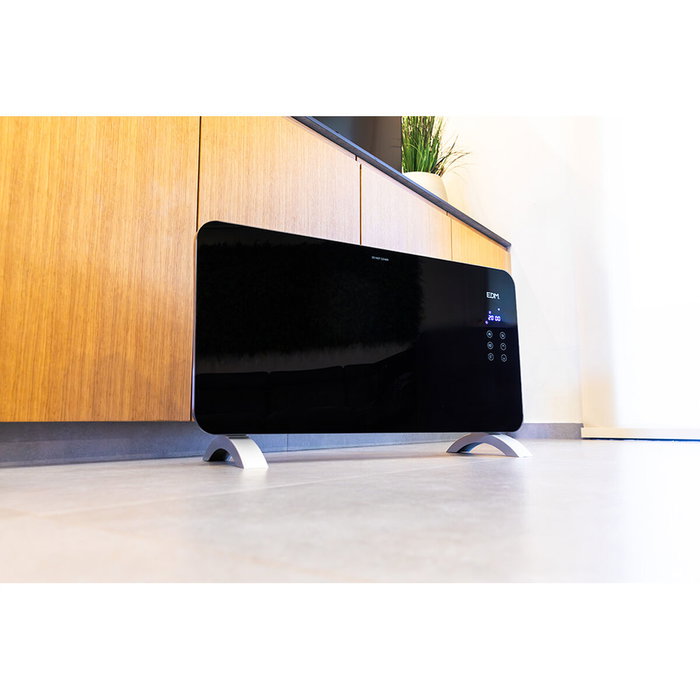 Edm Convector Placa de Cristal 2000 W Negro con Termostato y Programador IP24 Edm Convector Placa de Cristal 2000 W Negro con Termostato y Programador IP24