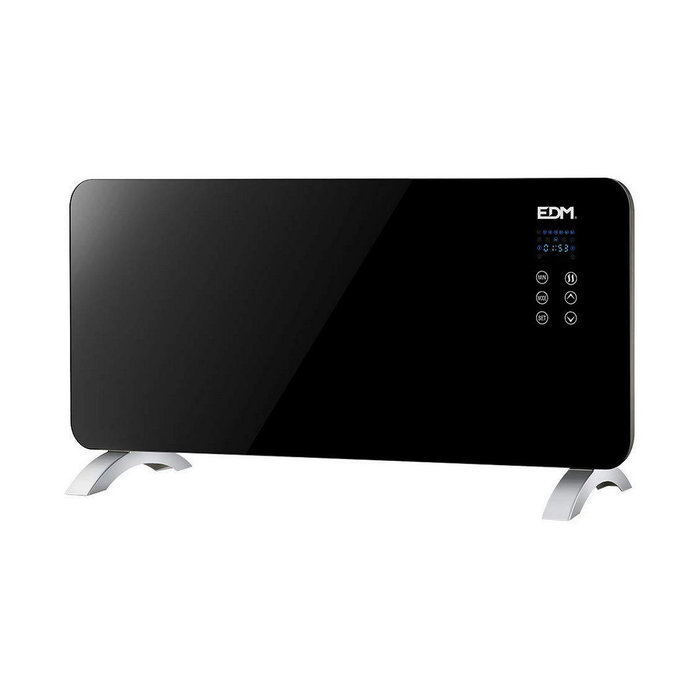 Edm Convector Placa de Cristal 2000 W Negro con Termostato y Programador IP24 Edm Convector Placa de Cristal 2000 W Negro con Termostato y Programador IP24