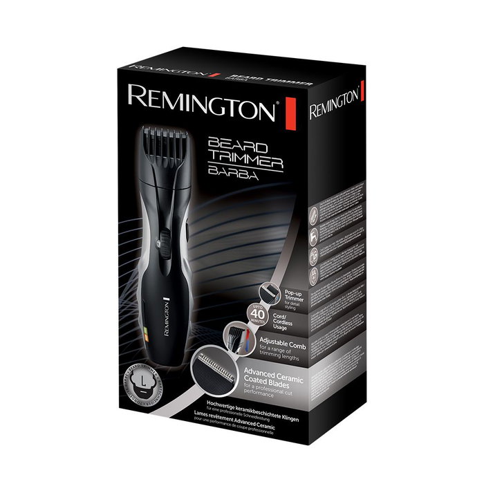 Remington MB320C Recortador de Barba y Bigote, 9 Ajustes de Longitud (1.5-18mm), Cuchillas de Cerámica, Uso con Cable e Inalámbrico (40 min), Incluye Estuche, Peine y Cepillo